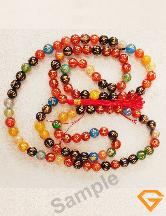 Natural Om Mani Stone Mala 8mm